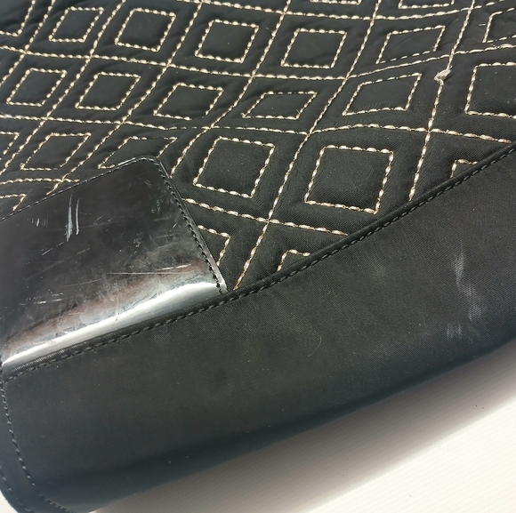 Tory Burch Black Quilted Tote with Gloss Logo - Picture 6 of 15